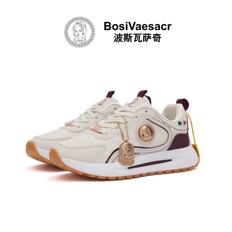 【男女同款】Bosi Vaesacr波斯瓦萨奇厚底酒红皮轻奢时尚休闲鞋NX