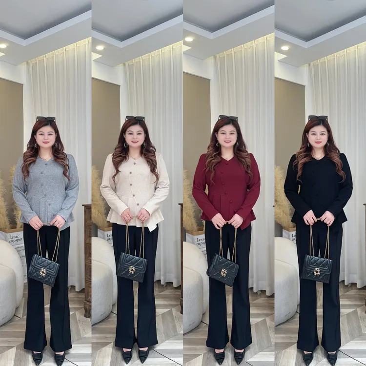 【上新上衣】PMM82159早秋新款气质百搭V领捏褶收肚子上衣大码女