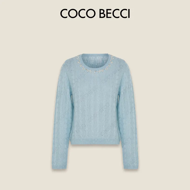 COCO BECCI【珍珠絮语】绵羊毛山羊绒羊驼毛百搭针织衫CFLJC331134