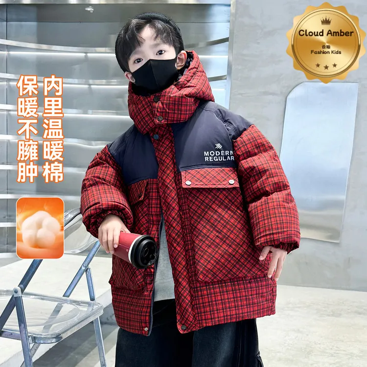 男童冬装加厚棉衣外套2025新款中大童儿童本命年棉袄冬季男孩棉衣