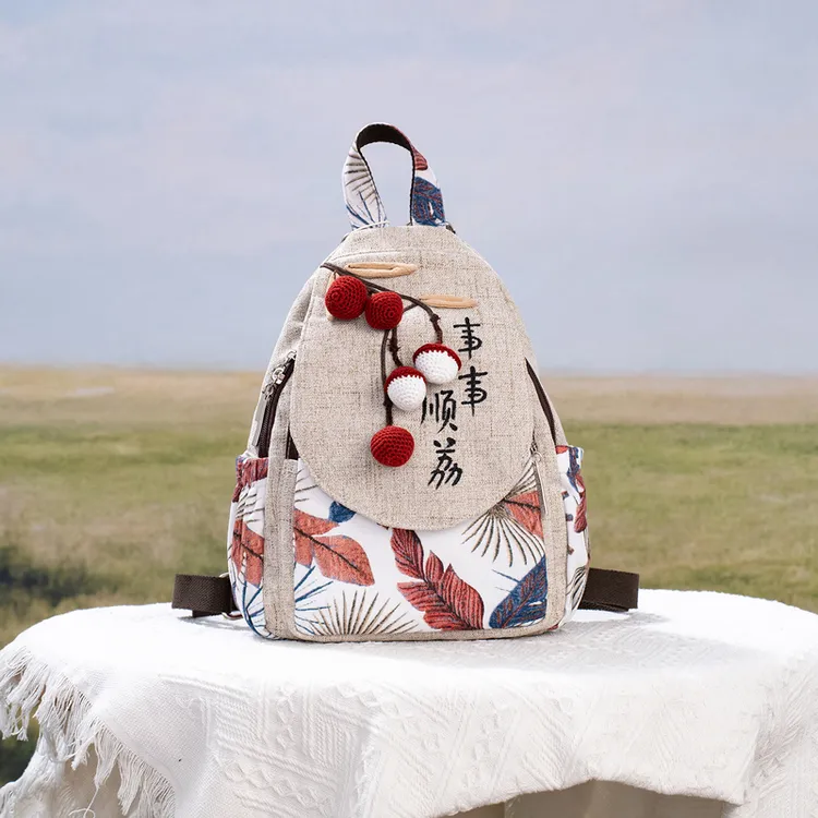 民族原创新款大容量双肩手工编织清新文艺轻便休闲女包荔枝背包