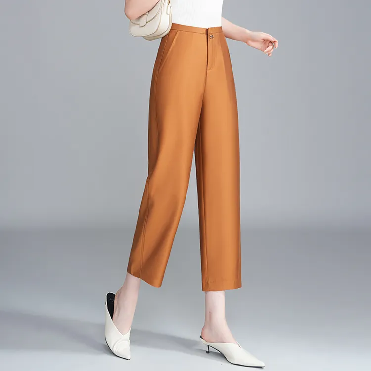 2025春夏高腰休闲镰刀裤韩版休闲立体腰身休闲西装女裤九分裤