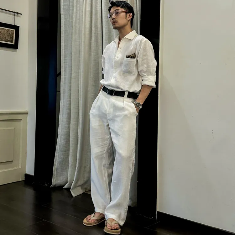 SEE ALSO『Reinga百慕大』国王的礼物40织斜纹新贵老钱亚麻直筒长裤