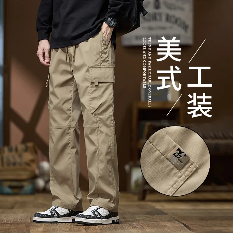 男士工装休闲裤春秋款美式高街帅气百搭秋季宽松潮流直筒长裤