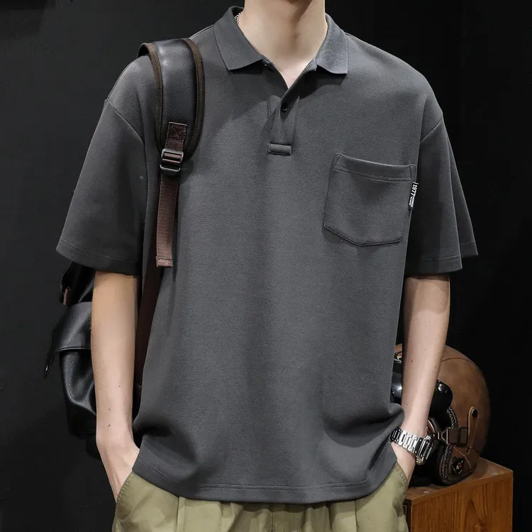 POLO衫男短袖t恤男士夏季宽松大码男装潮牌2025新款体恤重磅300g