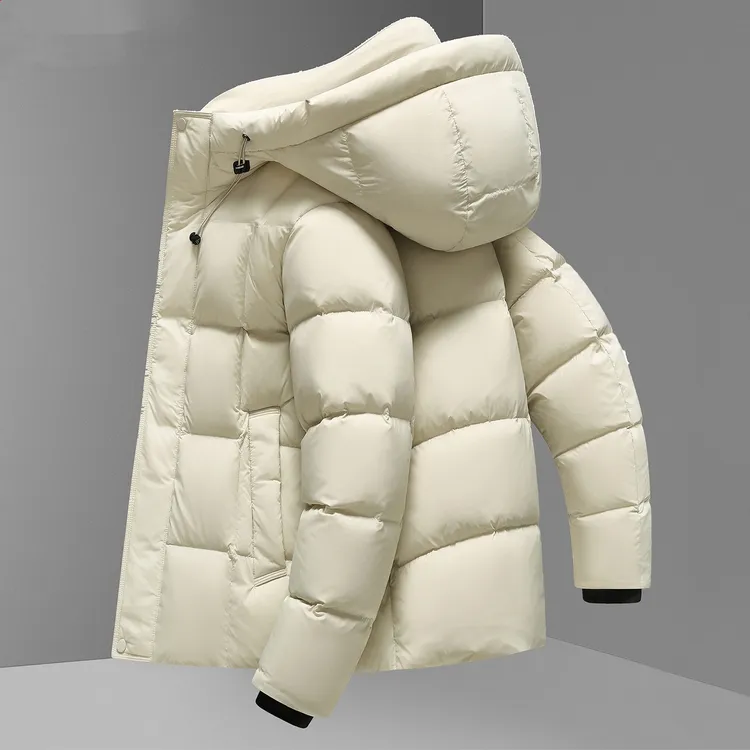 高端男士羽绒服冬季新款时尚休闲加厚保暖连帽白鸭绒潮酷百搭外套