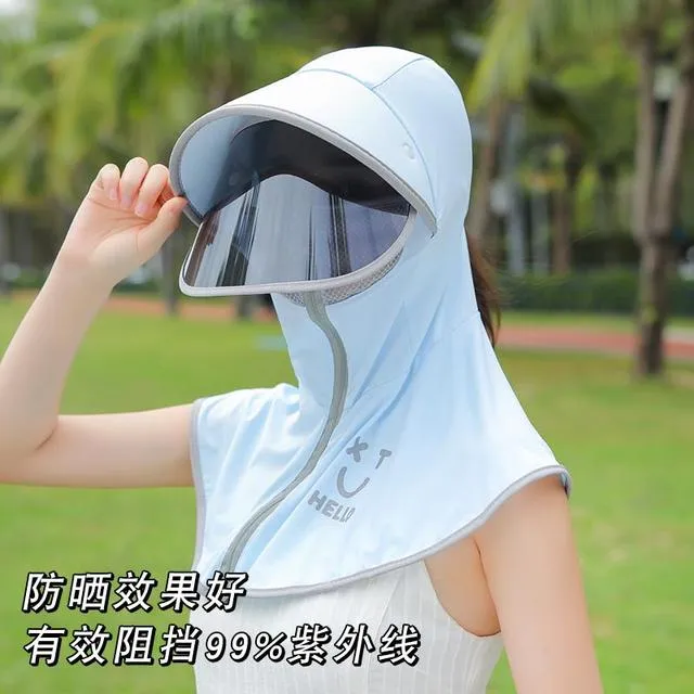 遮阳帽子女防紫外线采茶遮脸凉帽干农活防晒帽大沿脸太阳帽骑车