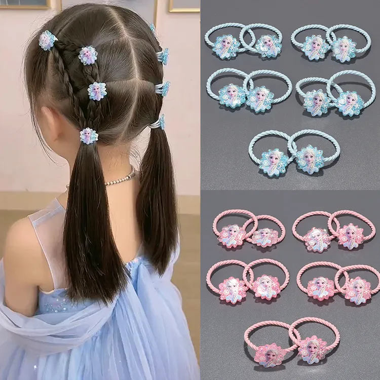 韩版学院风雪花皮筋小女孩编发卡通艾莎发绳动画主角头绳发绳公主