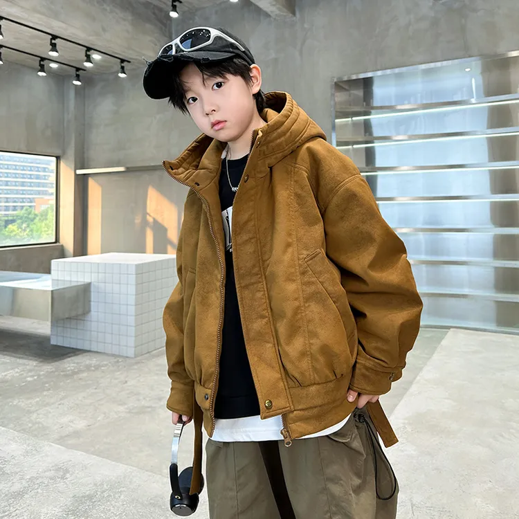 男童外套秋冬款2025新款儿童装冬季加厚加绒派克服男孩冬装夹克潮