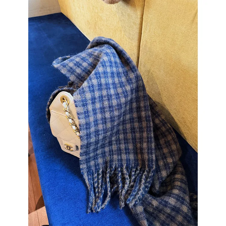 【唐悠悠】全羊毛格子围巾舒适亲肤韩系百搭