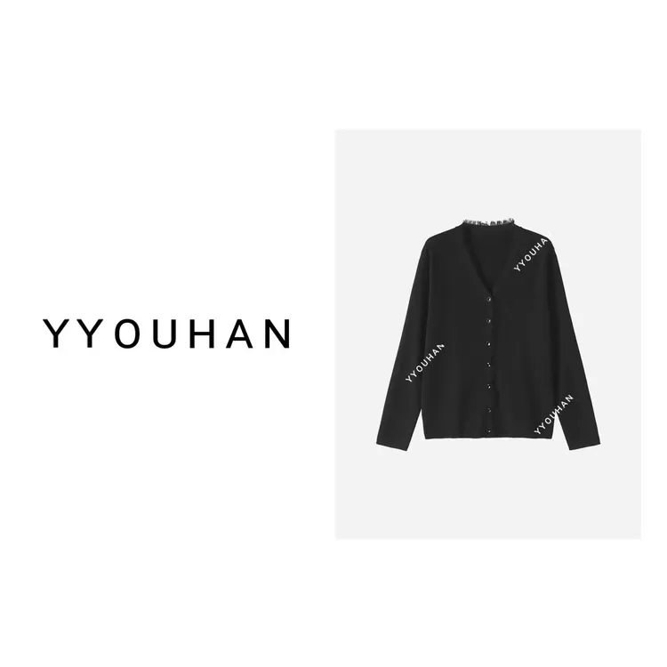 YYOUHAN  2025新款简约休闲百搭V领纽扣款冰丝长袖开衫 2403B573