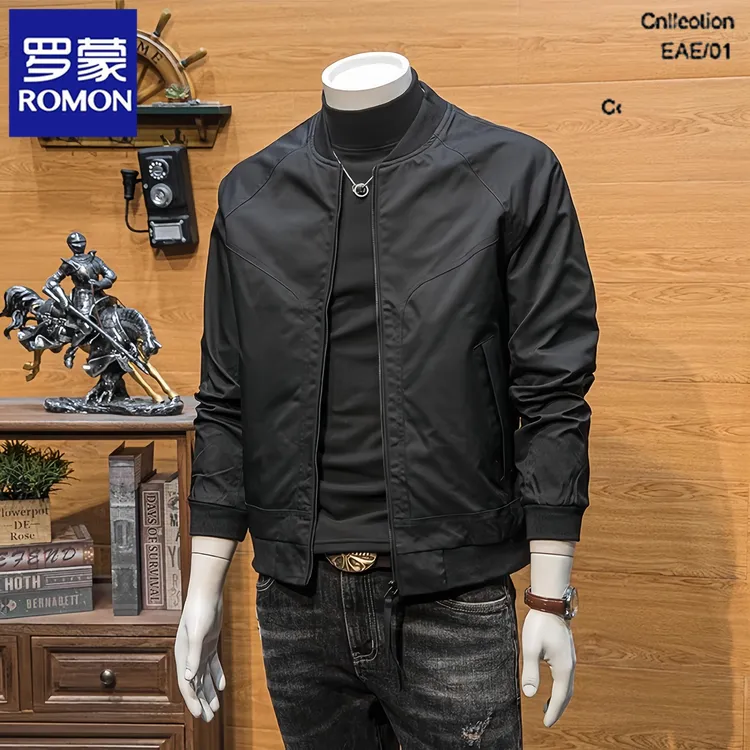 罗蒙男士高级春秋季外套潮流商务休闲帅气工装夹克大码薄款上衣服