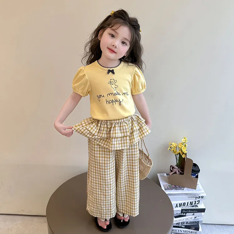 女童T恤短袖儿童夏装2025新款甜酷套装短袖T+儿童海边度假衣服