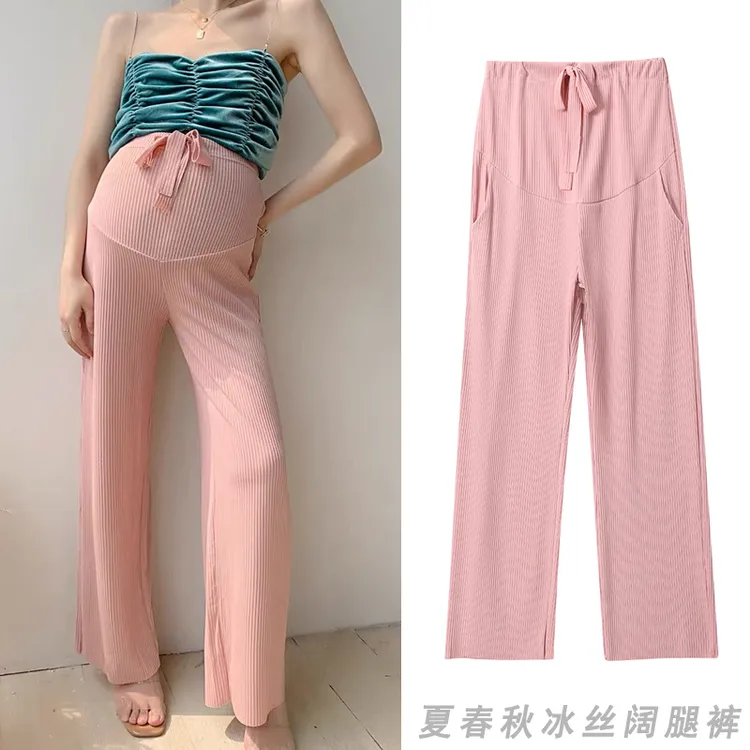 孕妇裤子2025春夏新款外穿高腰宽松冰丝休闲裤打底裤冰丝裤阔腿裤