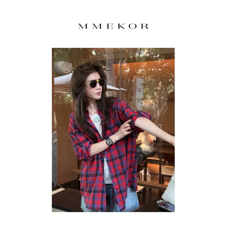 MMEKOR“红蓝协奏”衬衫 2025新款活力常青藤百搭长袖 89820