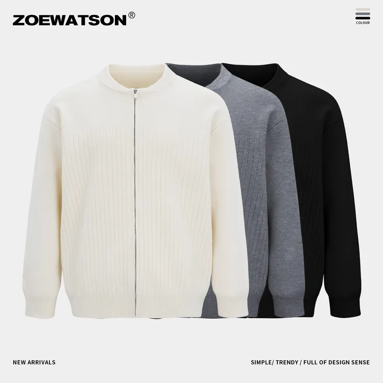 【ZOEWATSON】棒球领针织秋季开衫休闲百搭显瘦柔软情侣上衣Z5507