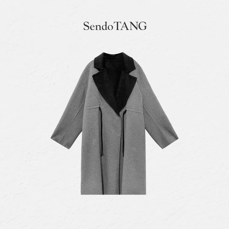 双面呢羊毛大衣外套胖多大码秋冬新款高级感简约中长款【青山几重】