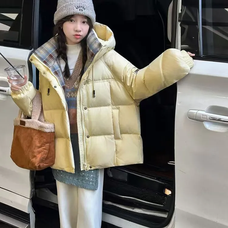 女童厚款纯色常规款中大棉服韩版潮流棉袄棉衣时尚休闲连帽加厚