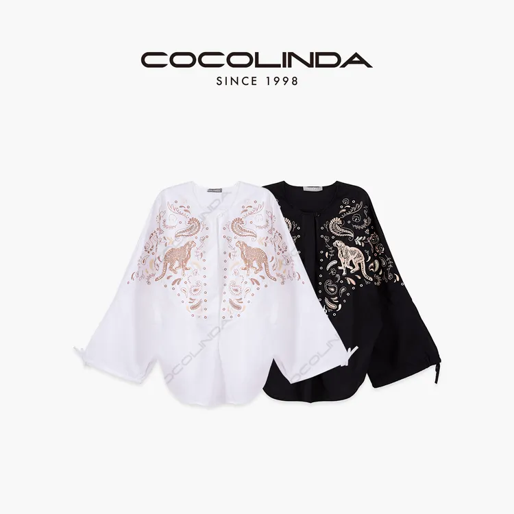 COCOLINDA | 100%棉法式四季休闲松弛度假风重工绣花衬衫K3410
