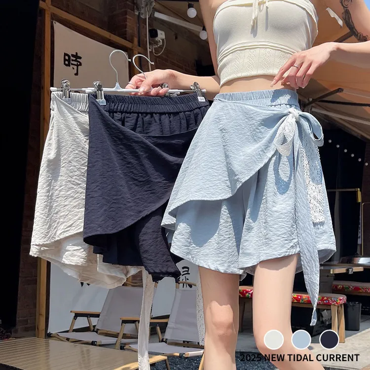 实拍大码女装浅蓝复古显瘦牛仔短裤女夏季宽松直筒阔腿辣妹热裤