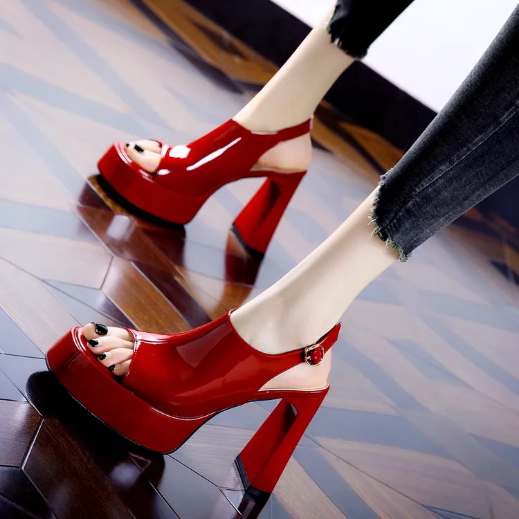 下架[已开价]超高跟鞋2025年夏季后绊带防水台粗跟凉鞋女9191-60