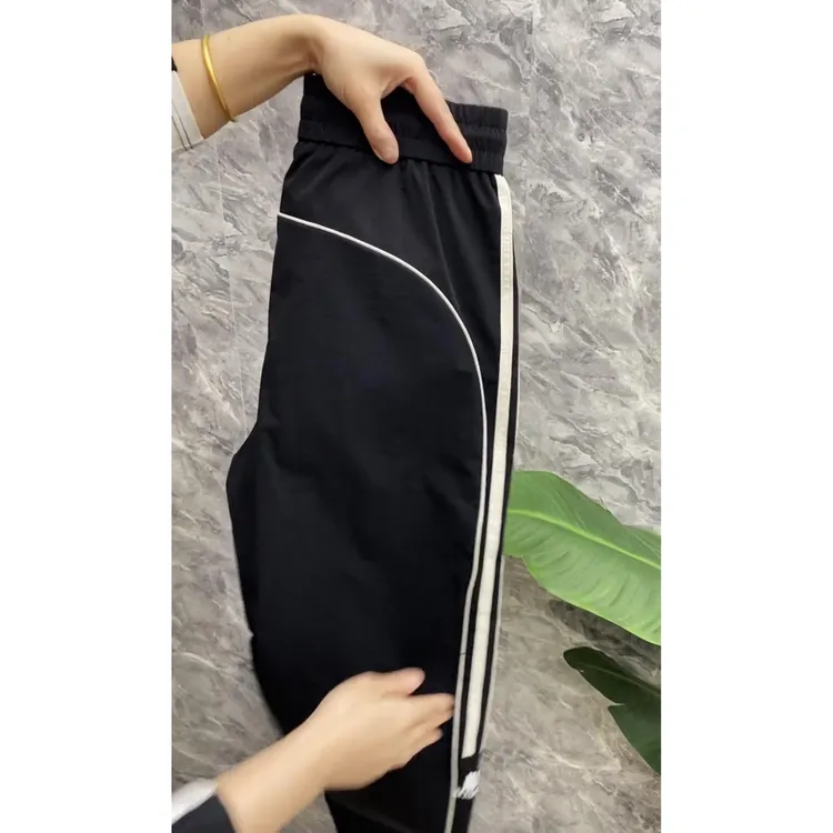潮牌户外速干薄款休闲裤男2025夏季新款织带拼接运动弹力小脚裤潮