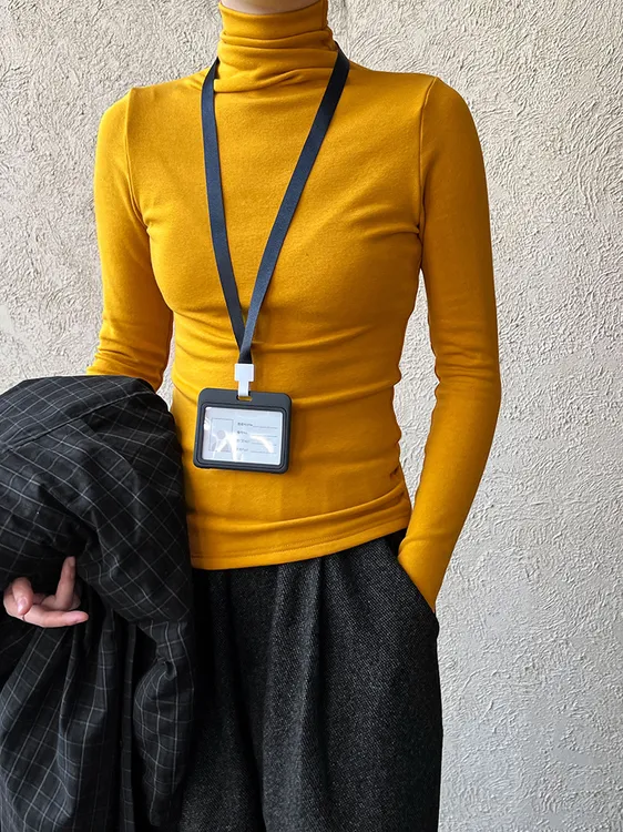 1.18~2.8疯狂打折促纯色软糯修身长袖T恤内搭女秋冬堆领加绒打底