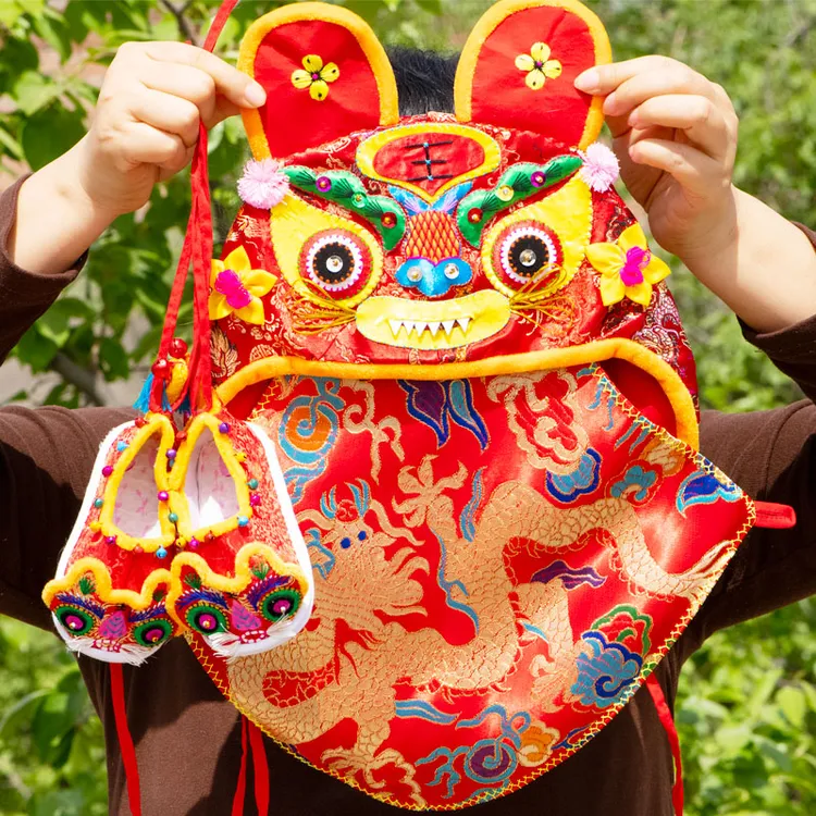 巧手绣娘手工婴儿肚兜虎头帽虎头鞋满月百天生日抓周吉服端午礼物