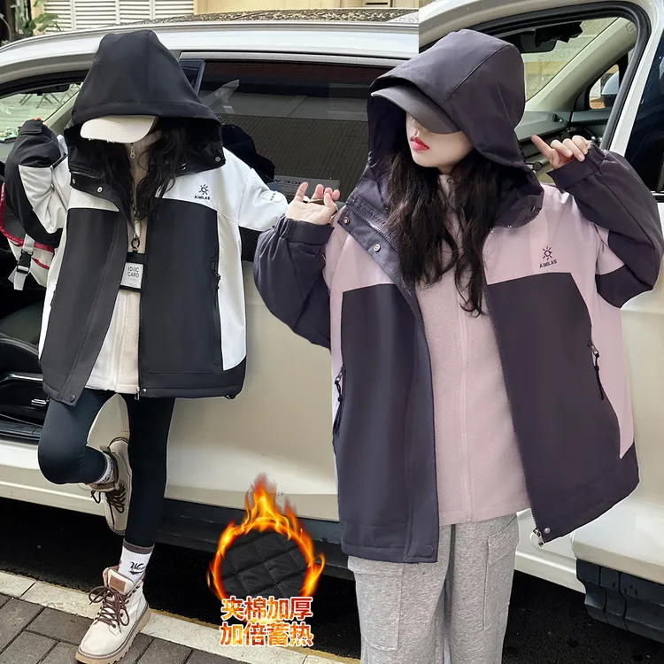 女童外套2025新款儿童秋冬装三合一冲锋衣中大童女孩洋气休闲上衣