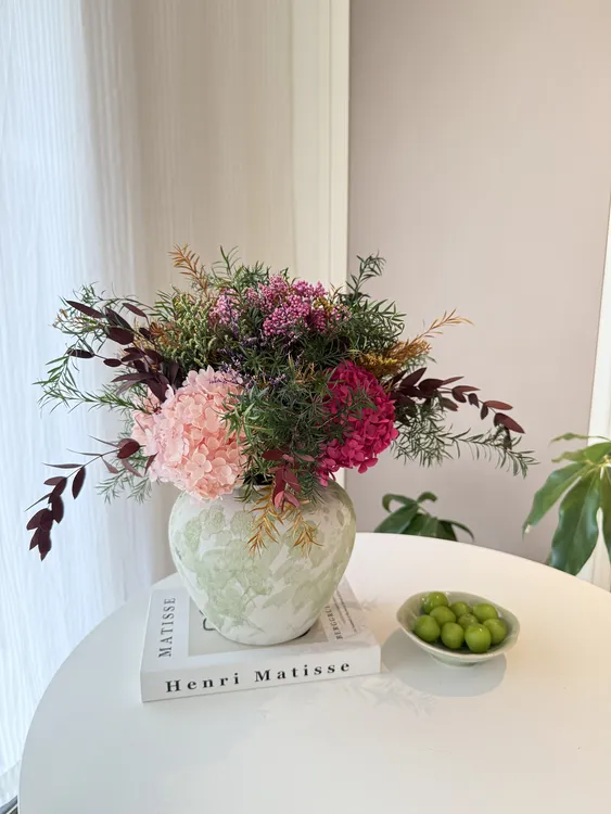 「花开富贵」玄关餐桌斗柜岛台客厅干花永生花摆件百搭花束家居装饰