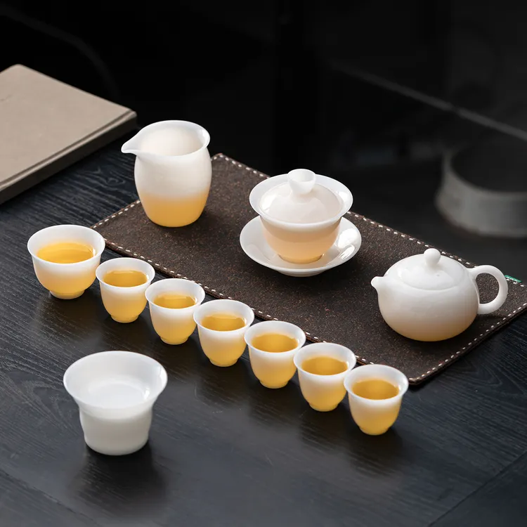 朴呈冰种璞玉茶具套装整套陶瓷家用泡茶壶轻奢高档盖碗茶杯礼盒装