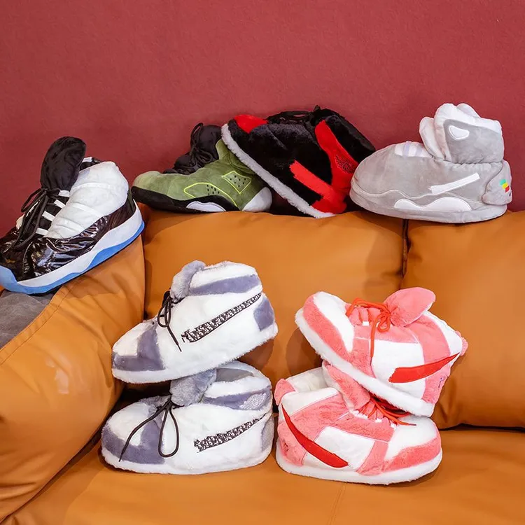 跨境网红恶搞aj1棉拖鞋搞怪椰子棉鞋面包胖胖鞋防水保暖家居冬季