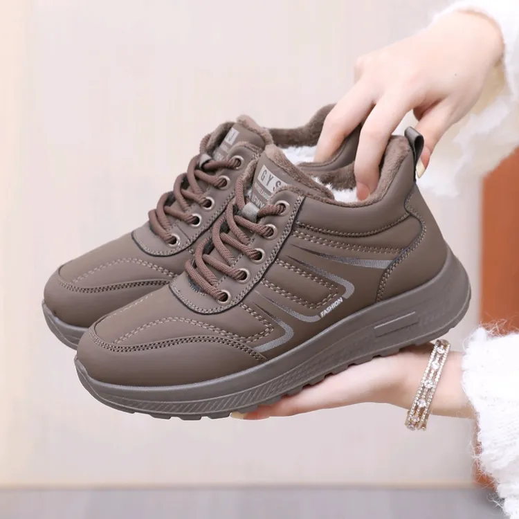 冬季老北京布鞋加绒保暖女棉鞋高帮系带女休闲鞋轻便软底加厚棉靴
