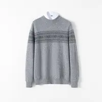 表哥绒情【男款】100山羊绒圆领套头波点设计图案设计款-9009