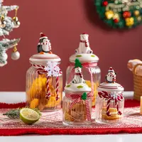 摩登主妇圣诞糖果罐礼物食品级玻璃瓶储物糖罐子密封罐零食收纳盒
