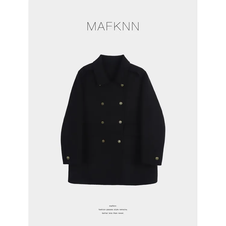 MAFKNN/玛肯时尚休闲简约纯色百搭秋冬毛呢大衣MK13940