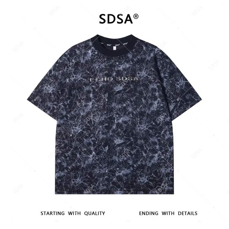 夏季高级感新款男士潮牌扎染立体字母短袖T恤百搭痞帅圆领上衣