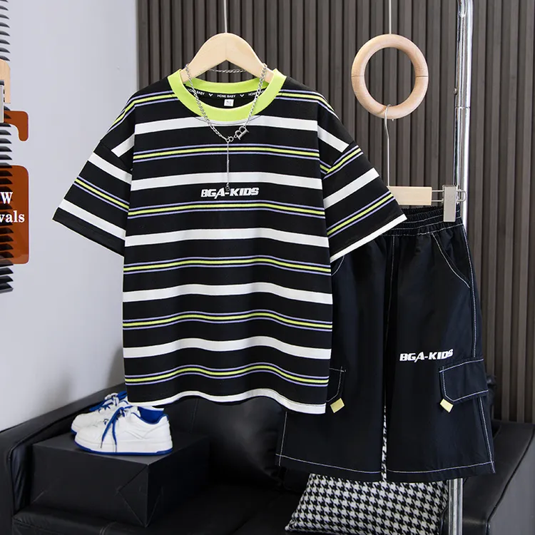 男童小男孩套装夏季新款夏装中大儿童装运动洋气男孩帅气短袖潮