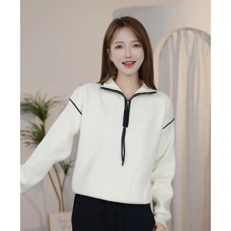 韩系冬季女士半拉链内搭毛衣女2025新款慵懒高级感打底针织衫上衣