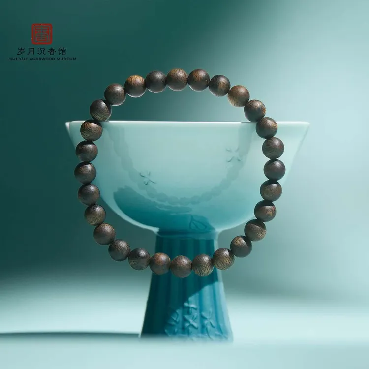 沉香【口碑款】6mm圆珠单圈海南绿奇楠沉香手串满结油清凉蜜甜