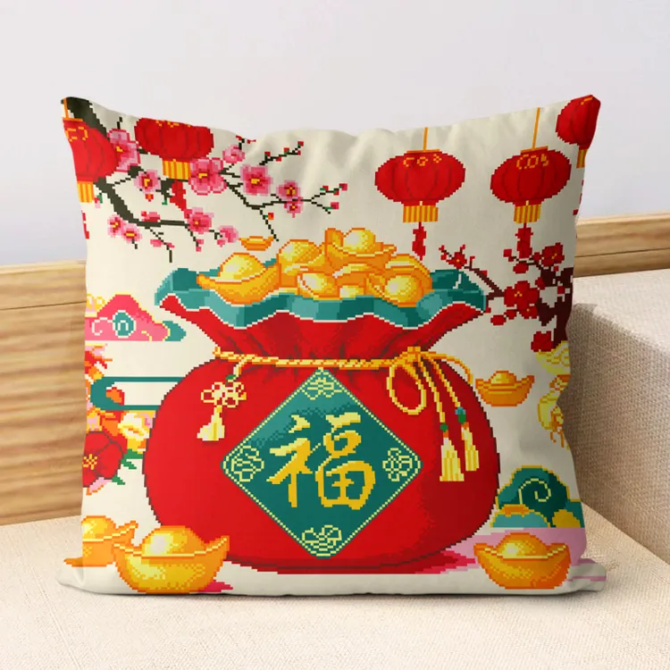 招财进宝十字绣抱枕套代代福自己满十字绣钻石十字绣新款2025爆款