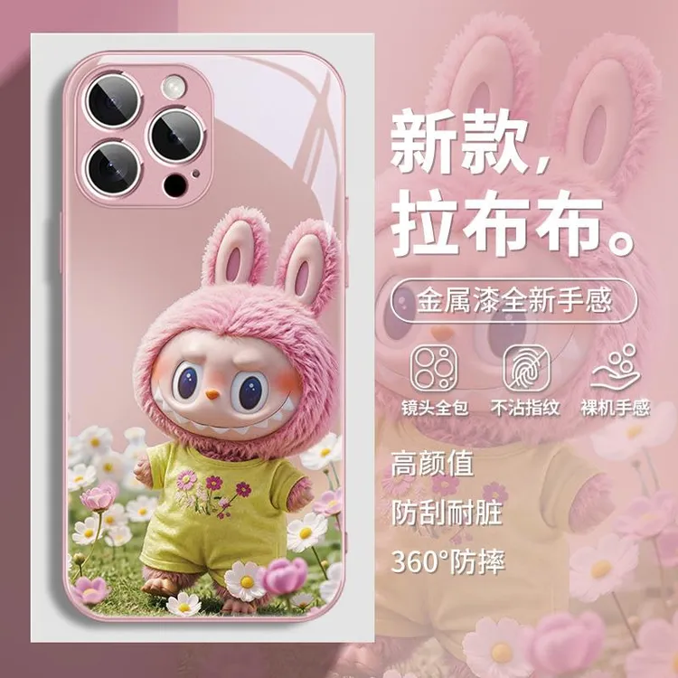 毛绒公仔labubu适用苹果15promax手机壳16泡泡玛特iphone14pro拉