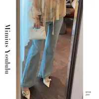 【mimius】&游鹿鹿 复古高腰显瘦直筒微喇牛仔裤