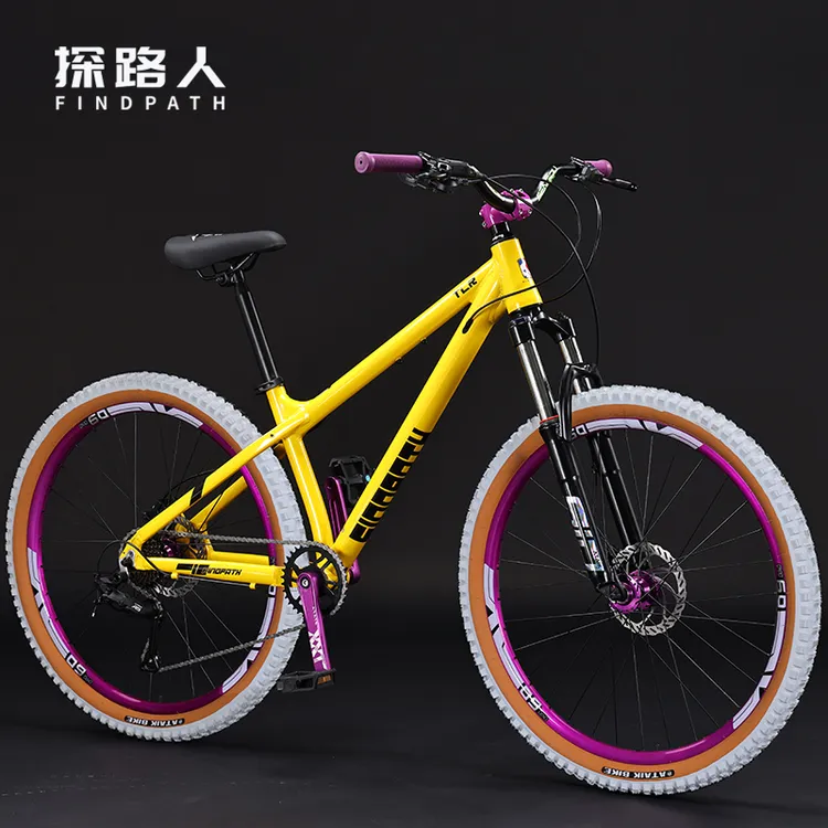 探路人土坡山地自行车铝合金油刹240响AM学生越野车26/27.5寸白胎