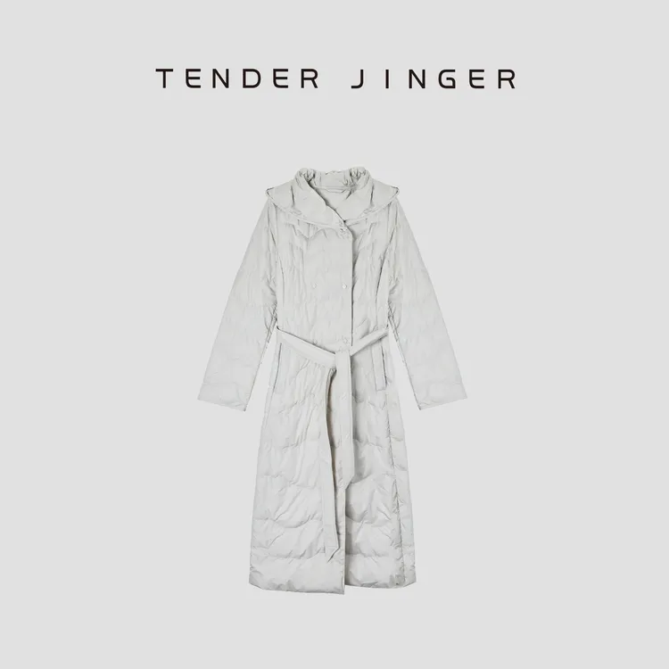 Tender Jinger｜保暖中长款气质鹅绒连帽羽绒服T54HDD50104