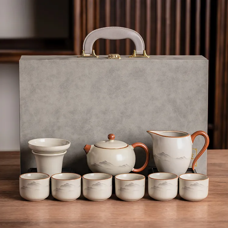2025新款汝窑功夫茶具套装家用轻奢高档陶瓷泡茶壶盖碗喝茶杯整套