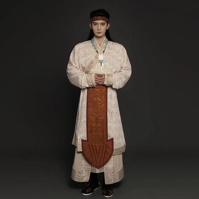 【纨绮】殷商服饰复原刺绣印花袍服套装——贞（男）