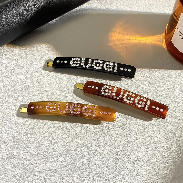 醋酸高级质感G家发夹刘海边夹时髦潮复古小众网红闪钻通勤发饰