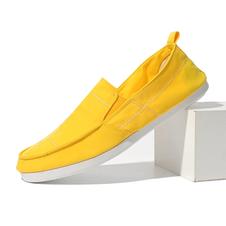 新款薄款黑色夏季男款休闲鞋帆布材质白色百搭一脚蹬套脚鞋帆布鞋