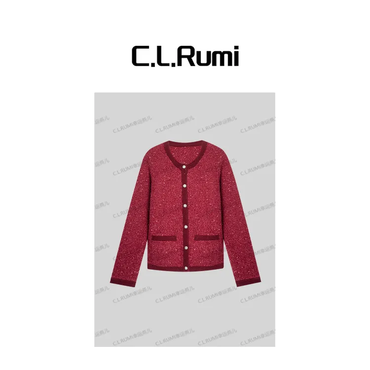 【Rumi精选】“岁岁暖”轻奢法式宽松保暖山羊绒小香针织开衫7373ks